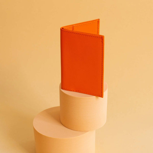Mini Geldbörse in Orange aus Nappaleder mit Kartenfach und Scheinfach
