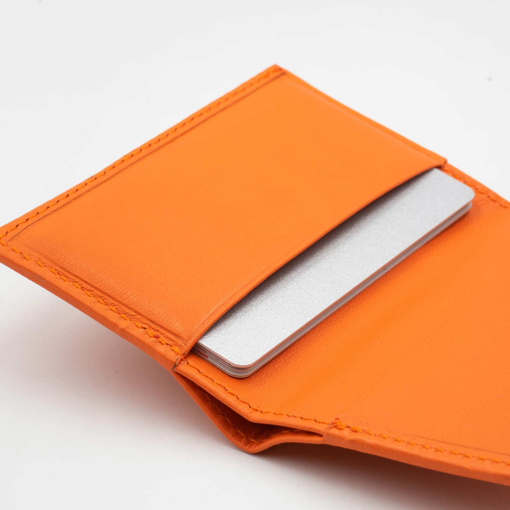 Mini Geldbörse in Orange aus Nappaleder mit Kartenfach und Scheinfach