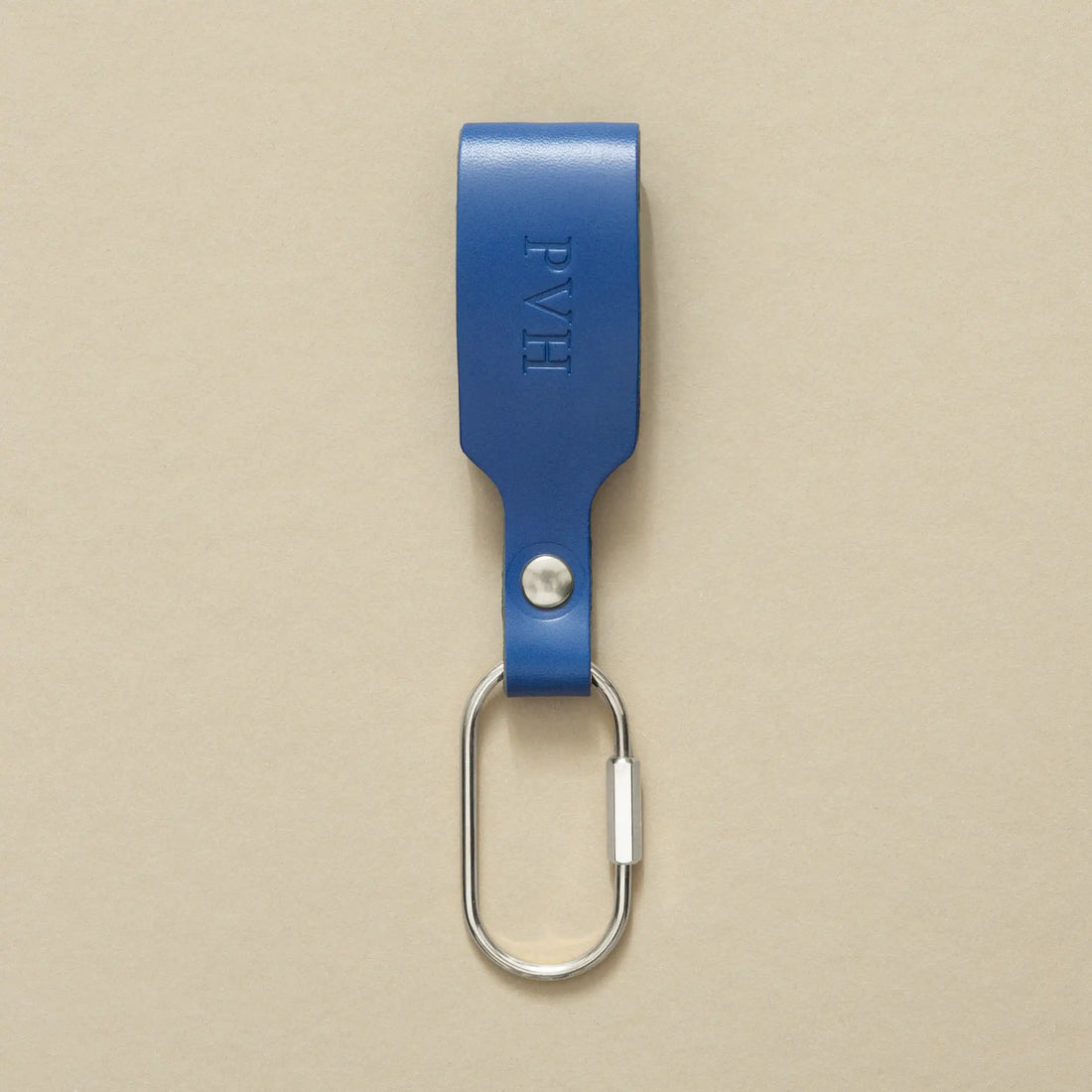 Blue key ring with carabiner – made of premium leather