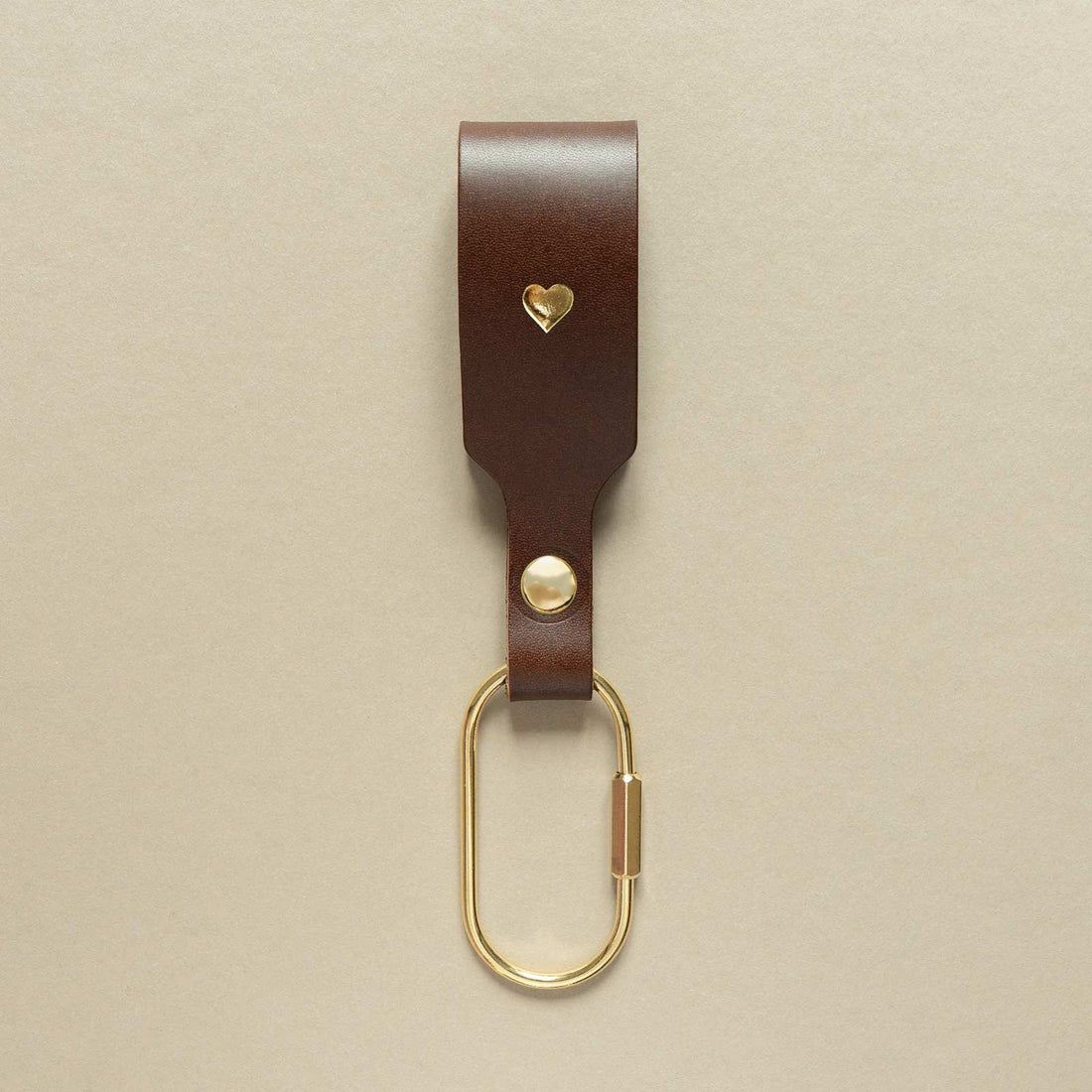 Keychain in Espresso Brown with Gold Carabiner – Premium Leather