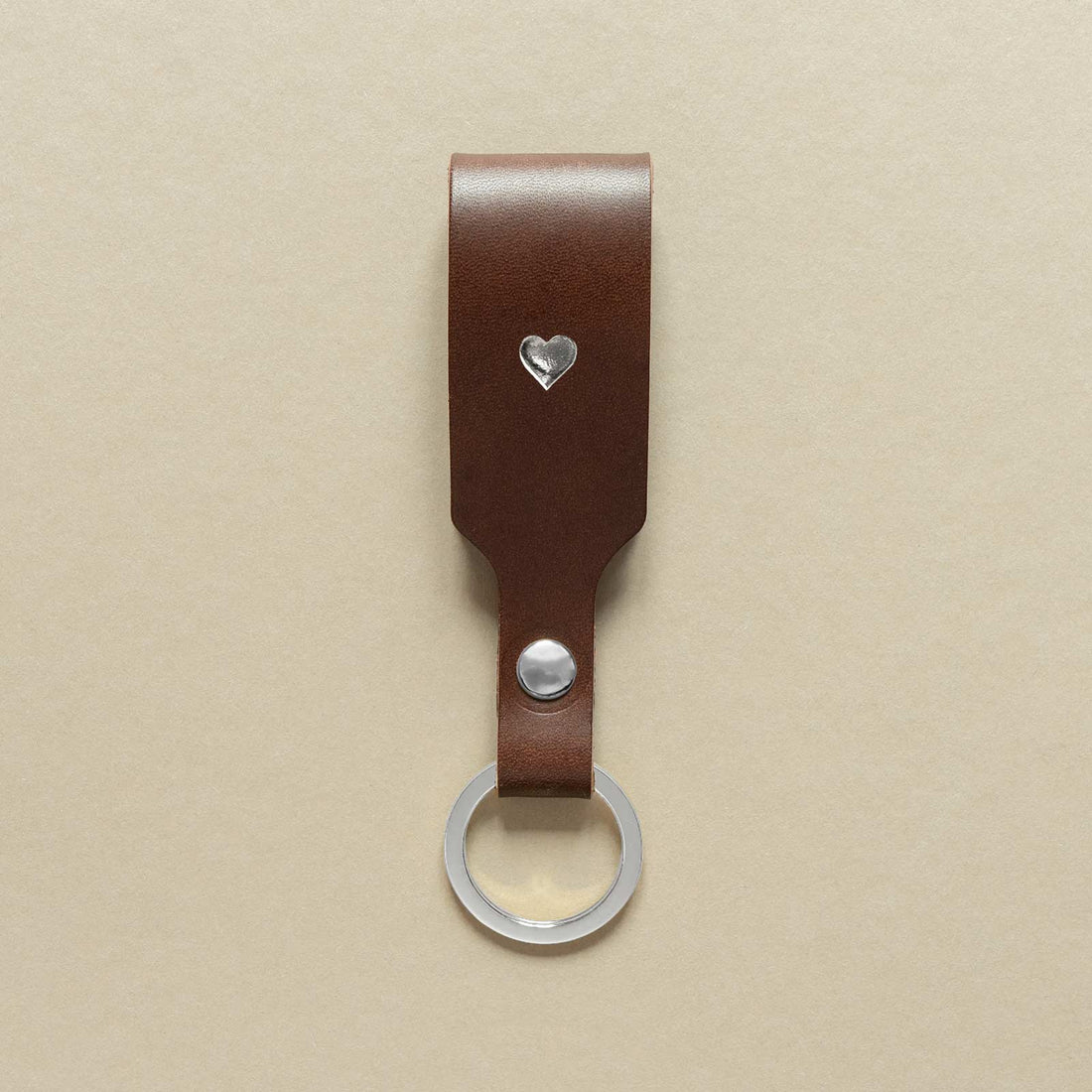 Keychain in Espresso Brown with Silver Ring – Premium Leather