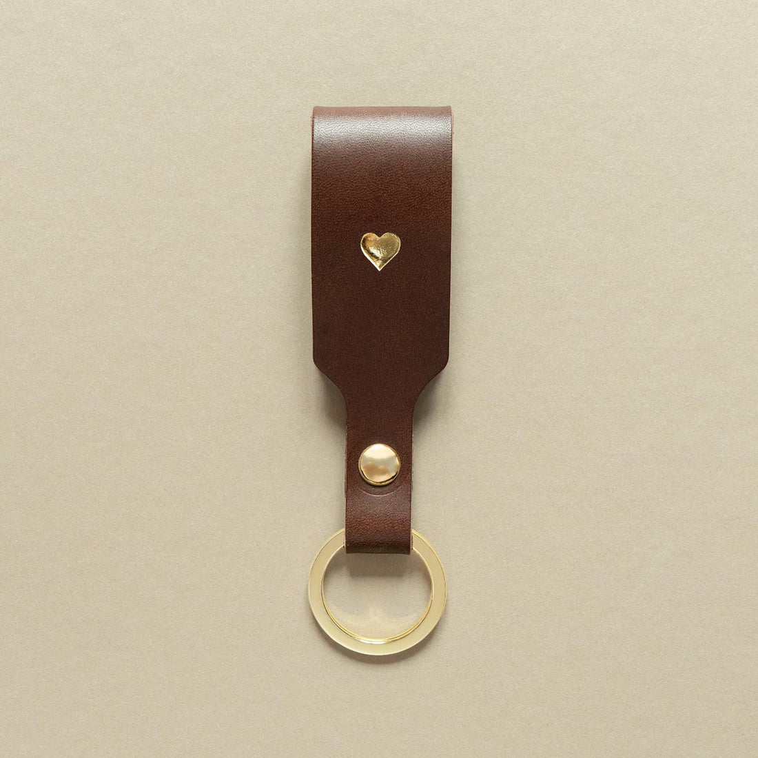 Keychain in Espresso Brown with Gold Ring – Premium Leather