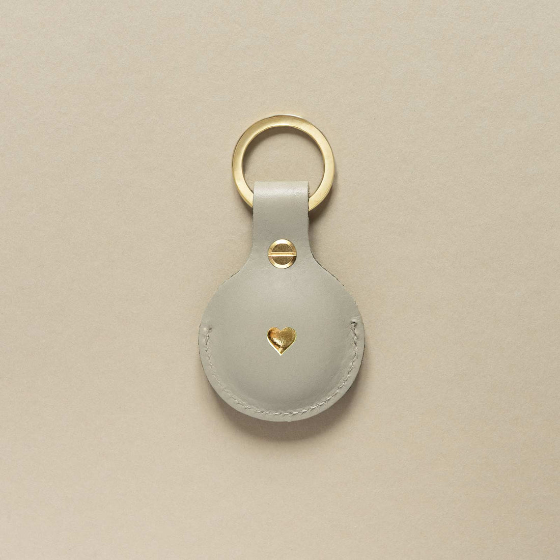 AirTag Keychain in Moss Gray with Gold Ring – Premium Leather