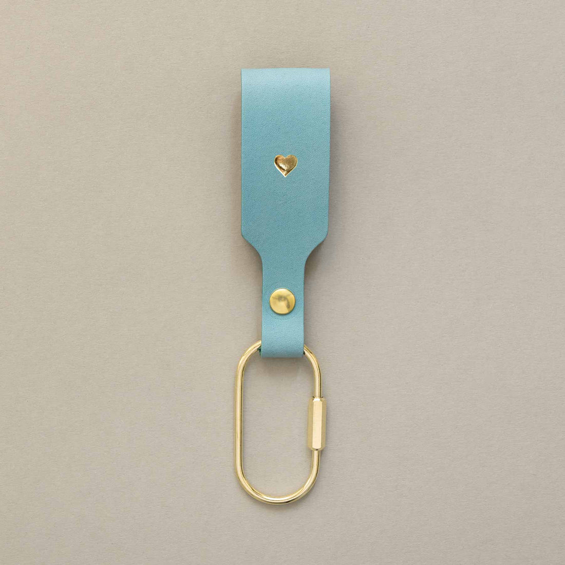Schlüsselanhänger Eisblau mit Karabiner Gold – aus Premium Leder
