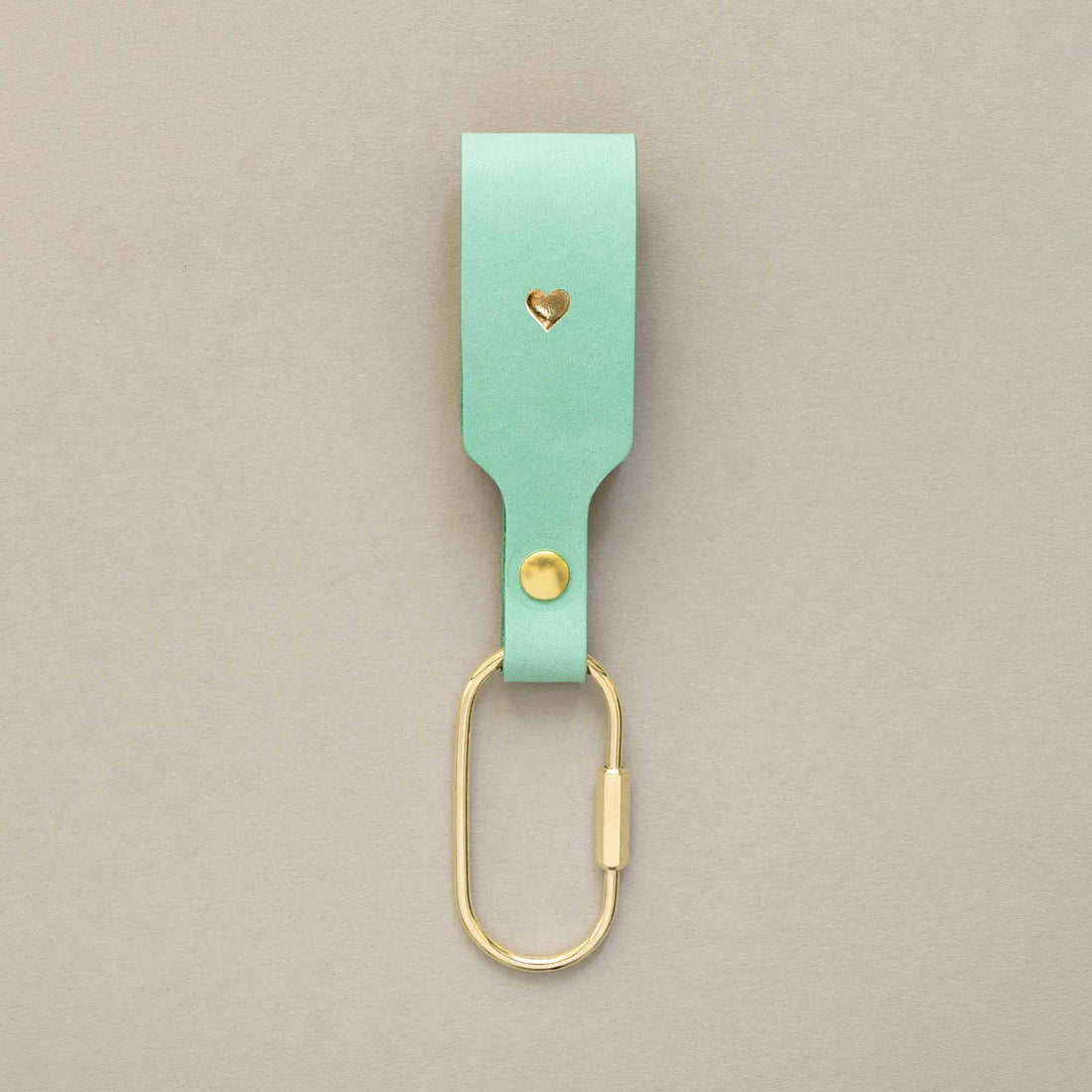 Schlüsselanhänger Mintgrün mit Karabiner Gold – aus Premium Leder