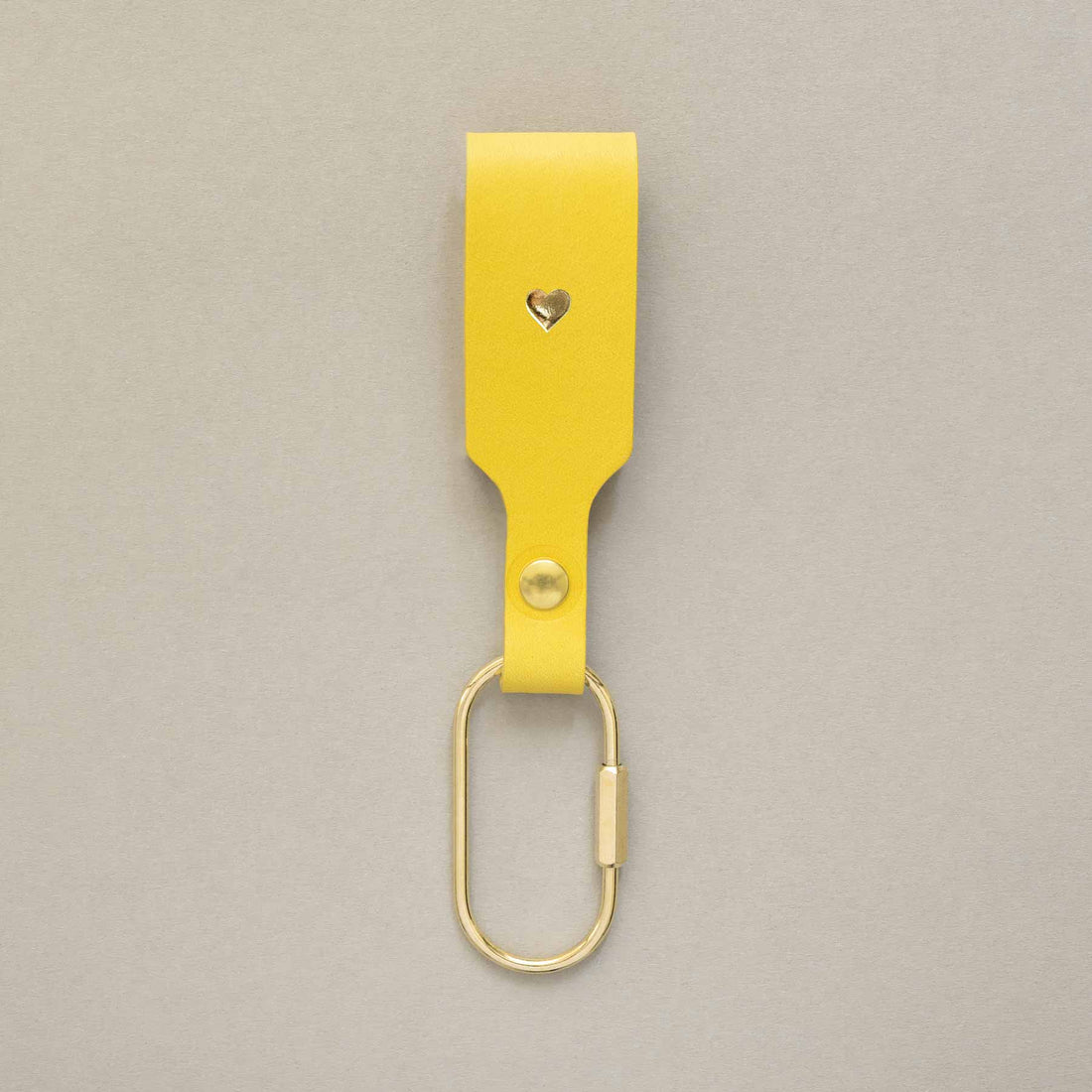 Schlüsselanhänger Zitronengelb mit Karabiner Gold – aus Premium Leder