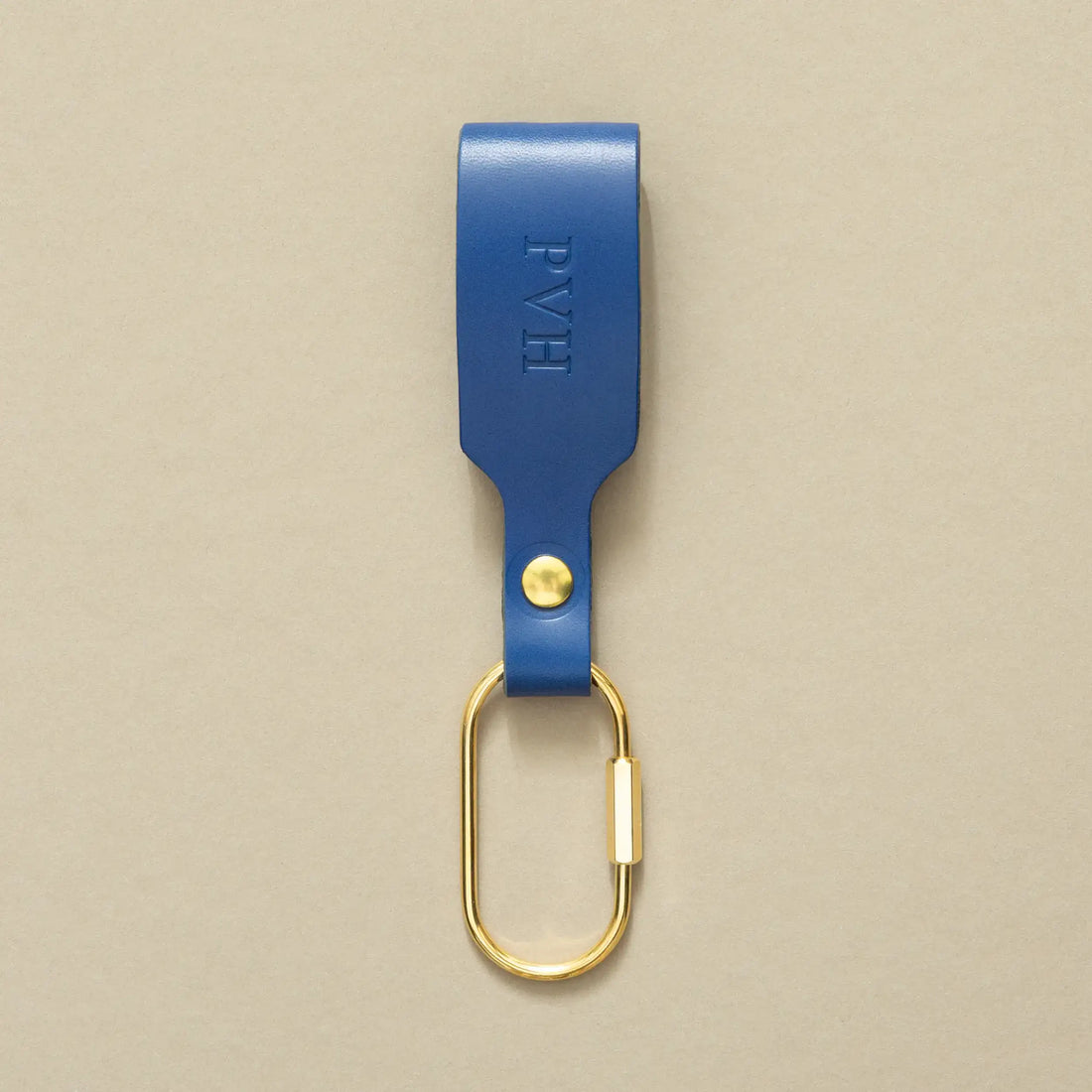Schlüsselanhänger Blau mit Karabiner Gold – aus Premium Leder