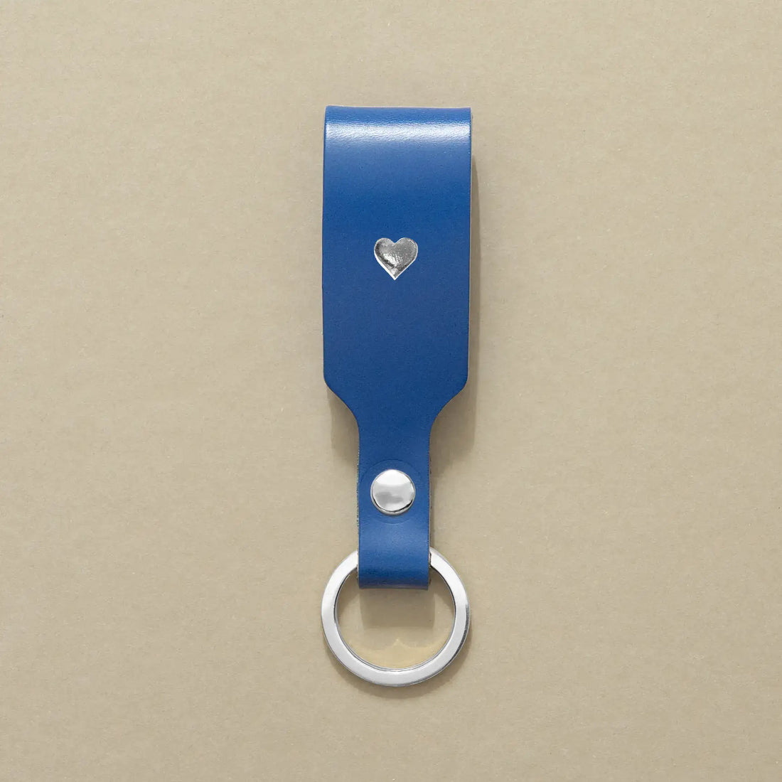 Schlüsselanhänger Blau mit Ring Silber – aus Premium Leder