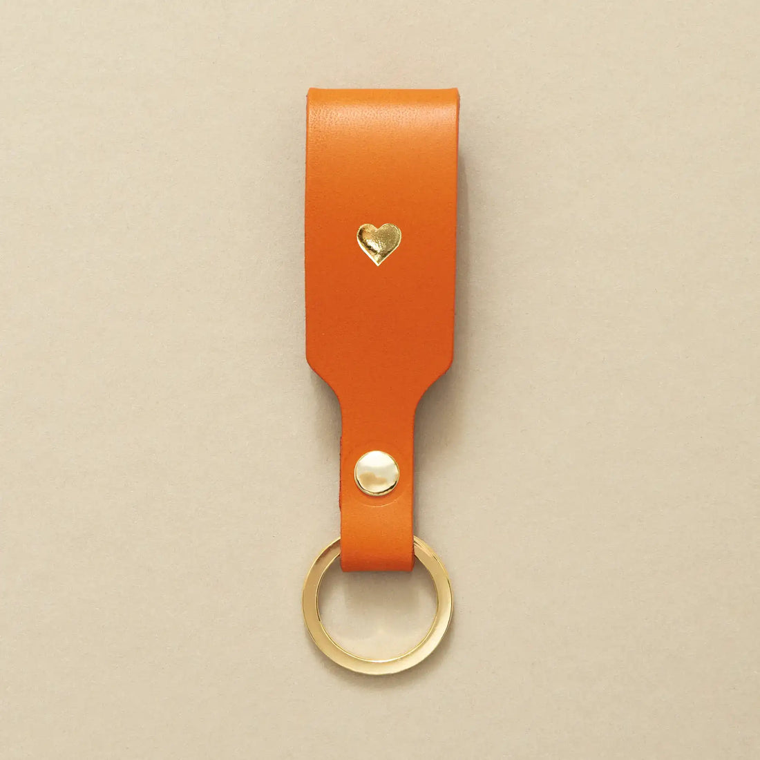 Schlüsselanhänger Orange mit Ring Gold – aus Premium Leder