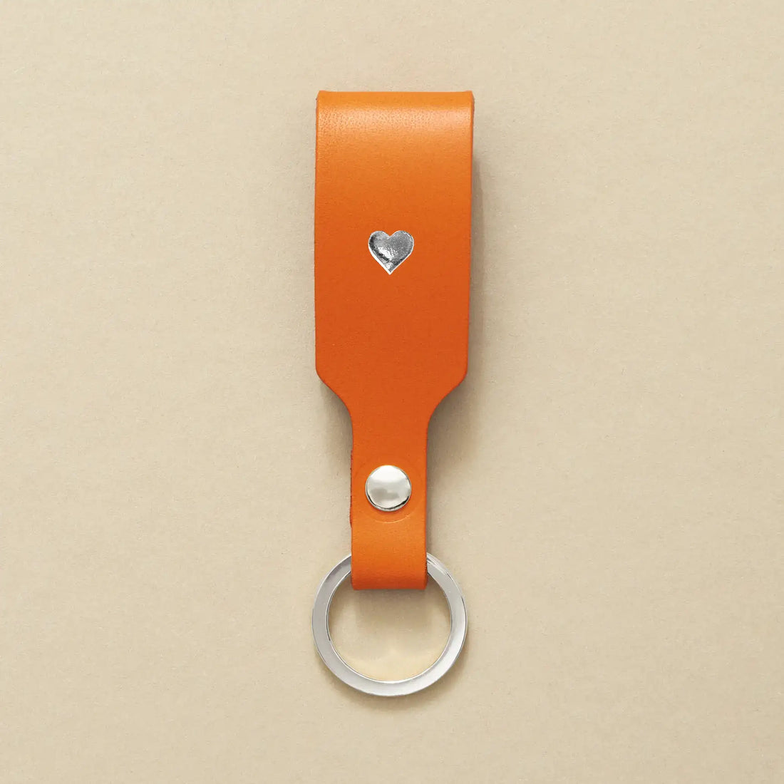 Schlüsselanhänger Orange mit Ring Silber – aus Premium Leder