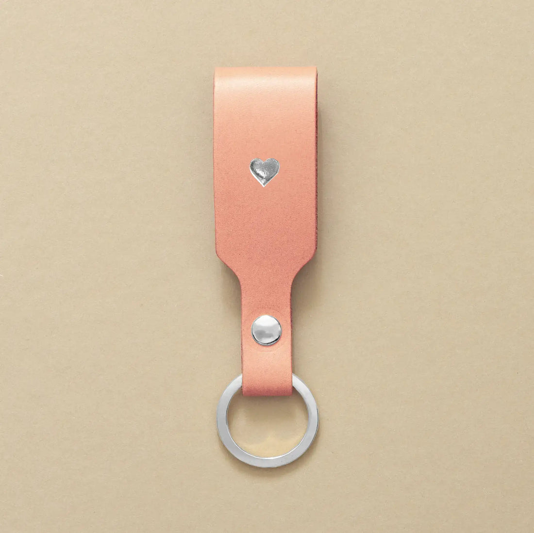 Schlüsselanhänger Rosa mit Ring Silber – aus Premium Leder