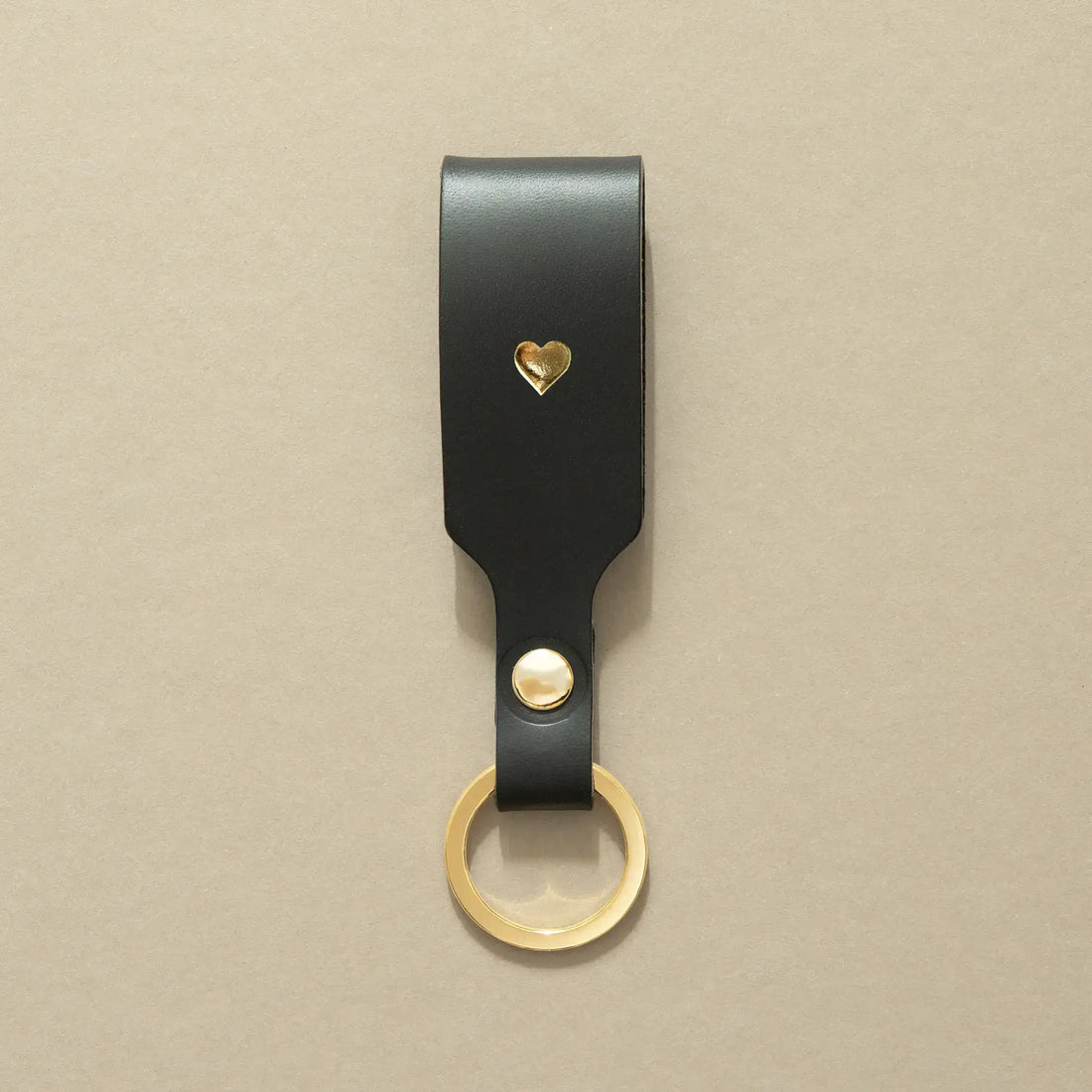 Schlüsselanhänger Schwarz mit Ring Gold – aus Premium Leder