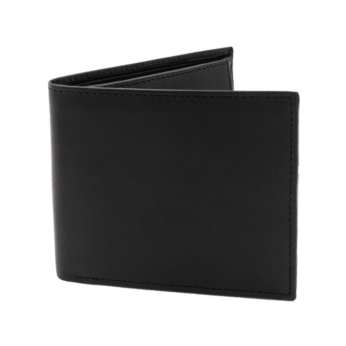 Faltbare Geldbörse mit Münzfach aus Premium Nappaleder in Schwarz