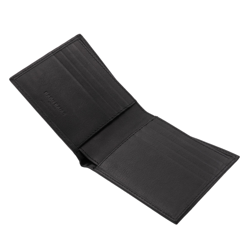 Faltbare Geldbörse in Schwarz mit Kartenfächern aus Premium Nappaleder