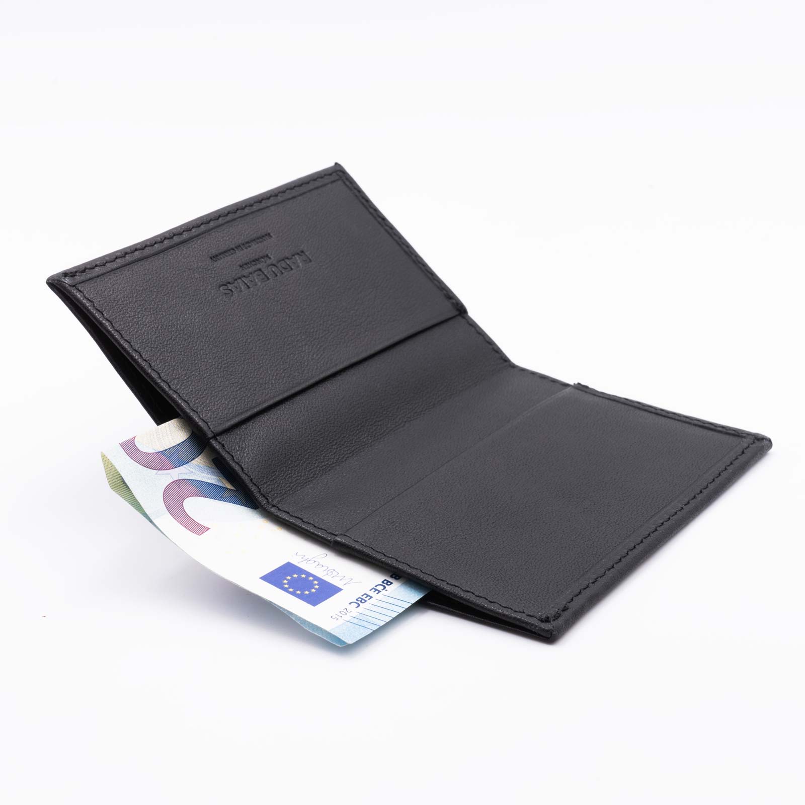 Schwarze Mini Geldbörse aus Nappaleder mit Scheinfach