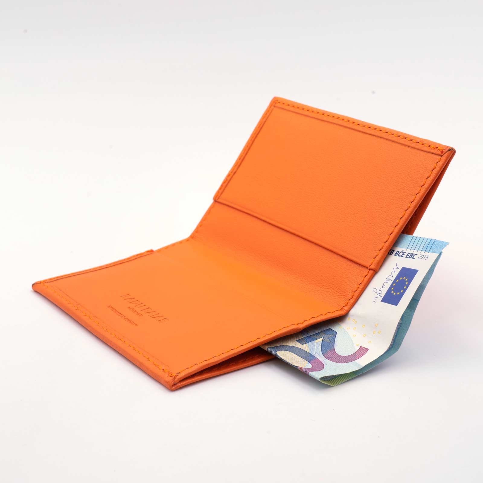 Mini Geldbörse in Orange aus Nappaleder mit Kartenfach und Scheinfach