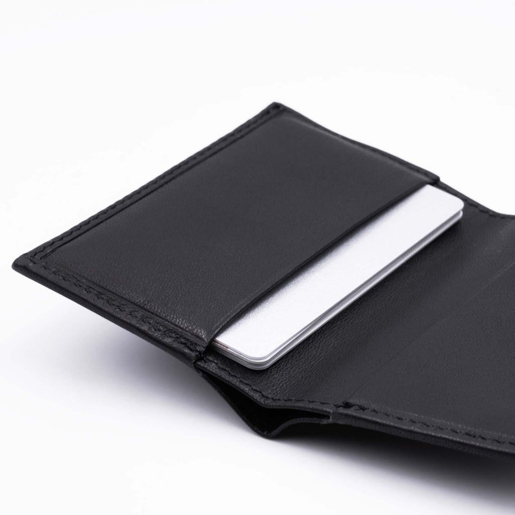 Schwarze Mini Geldbörse aus Nappaleder mit Kartenfach und Scheinfach
