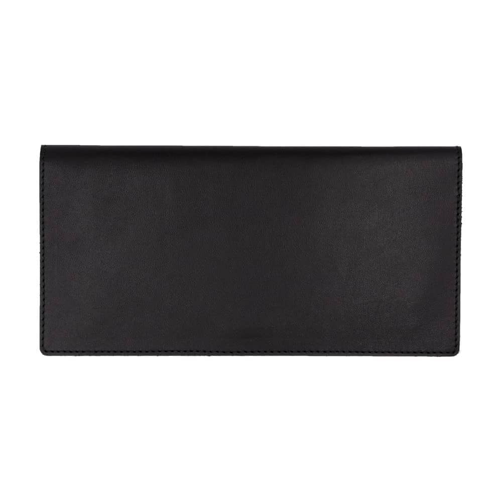 Portefeuille long, fin et pliable, noir – fabriqué en cuir tanné végétal de première qualité